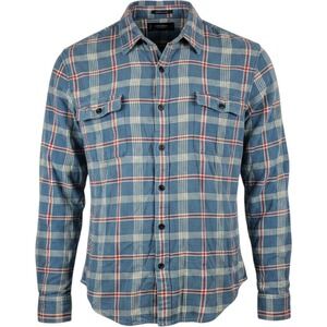 Lucky Brand Blue Plaid Flannel LS Button Down Shirt Men's Size Large Classic Fit